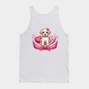 Valentine Labrador Retriever Dog in Bed Tank Top